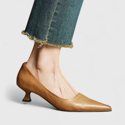 Damskie Czółenka z Szpiczastym Przodem i Niskim Obcasem-Footwear for women-Olave