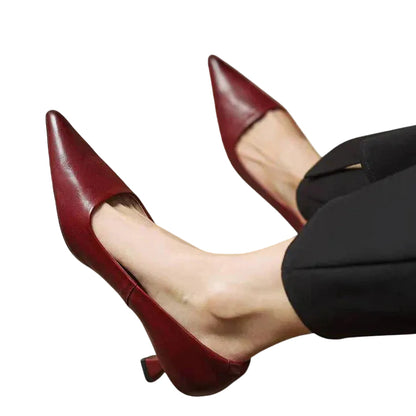 Damskie Czółenka z Szpiczastym Przodem i Niskim Obcasem-Footwear for women-Olave