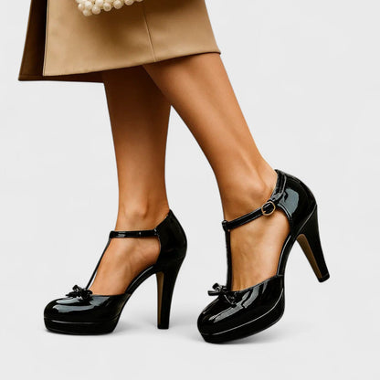 Damskie Czółenka z Zabudowanym Przodem i Paskiem T oraz Klamrą-Footwear for women-Olave