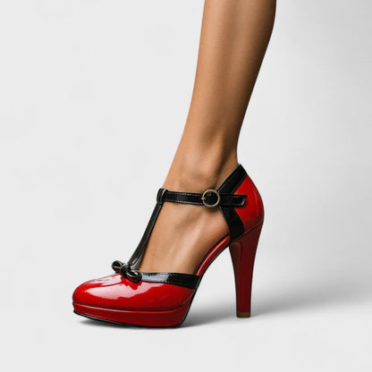 Damskie Czółenka z Zabudowanym Przodem i Paskiem T oraz Klamrą-Footwear for women-Olave