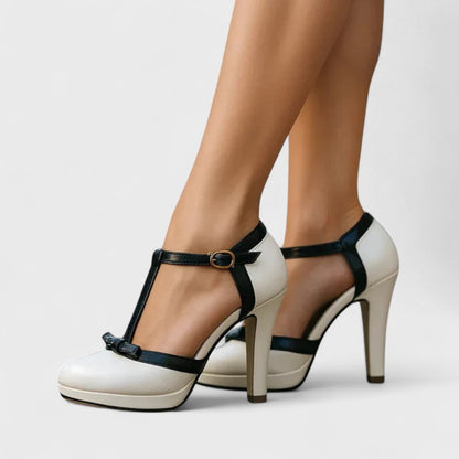 Damskie Czółenka z Zabudowanym Przodem i Paskiem T oraz Klamrą-Footwear for women-Olave