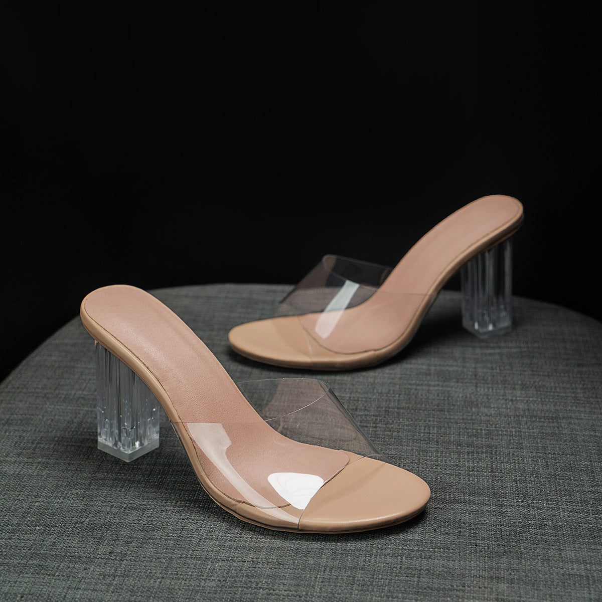 Damskie klapki na przezroczystym słupku-Footwear for women-Olave