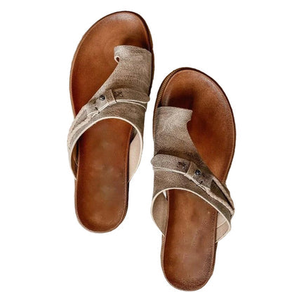 Damskie Klapki z Otwartym Przodem i Podwójnymi Paskami z Klamrami-Footwear for women-Olave