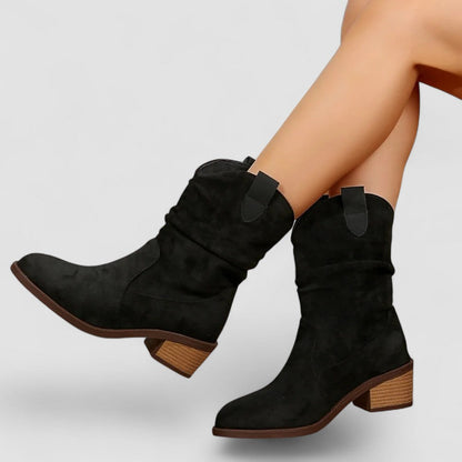 Damskie kozaki kowbojki o kroju slouchy do połowy łydki-Footwear for women-Olave