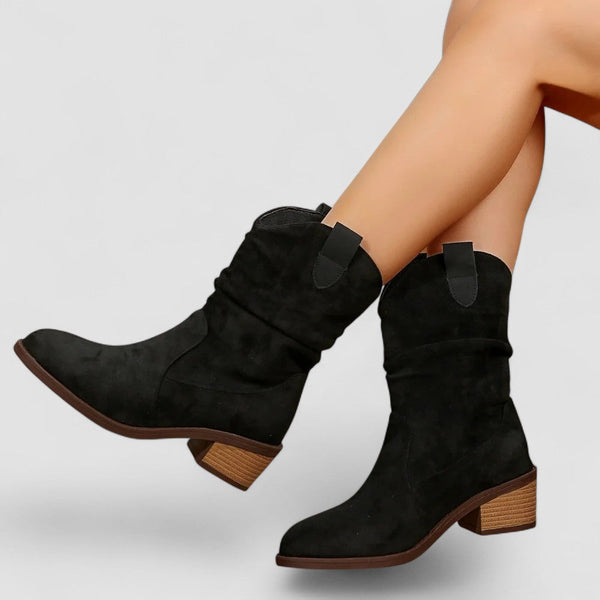 Damskie kozaki kowbojki o kroju slouchy do połowy łydki-Footwear for women-Olave