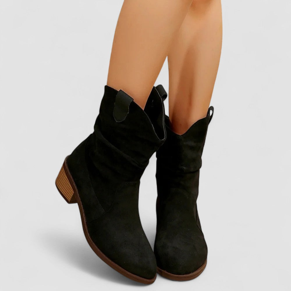 Damskie kozaki kowbojki o kroju slouchy do połowy łydki-Footwear for women-Olave