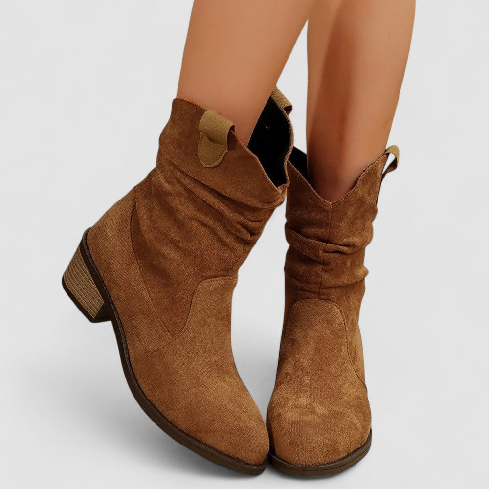 Damskie kozaki kowbojki o kroju slouchy do połowy łydki-Footwear for women-Olave