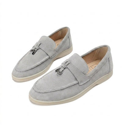 Damskie mokasyny z chwostami i płaską podeszwą-Footwear for women-Olave