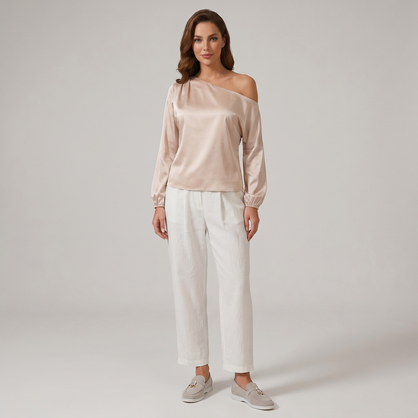 Damskie mokasyny z chwostami i płaską podeszwą-Footwear for women-Olave