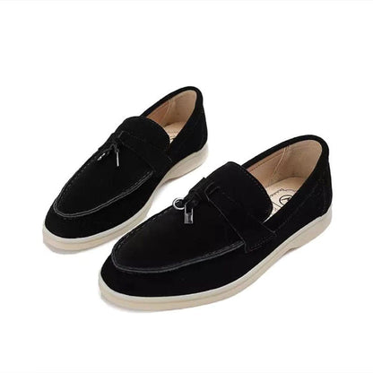 Damskie mokasyny z chwostami i płaską podeszwą-Footwear for women-Olave