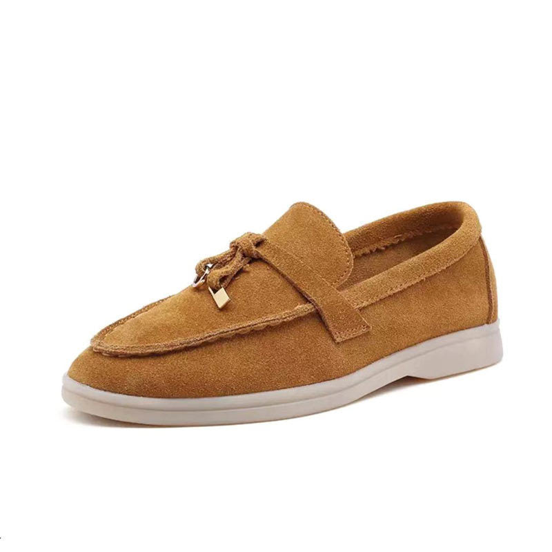 Damskie mokasyny z chwostami i płaską podeszwą-Footwear for women-Olave