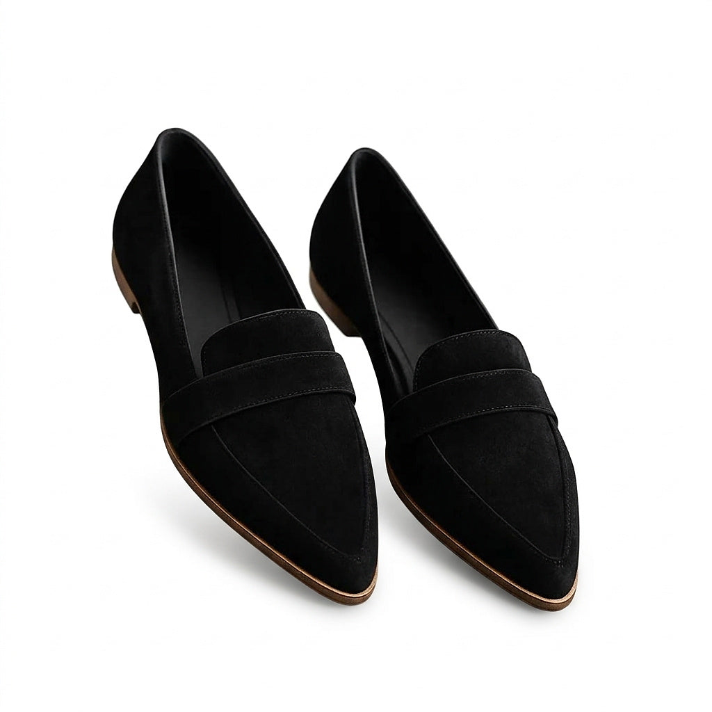 Damskie mokasyny ze szpiczastym noskiem i paskiem-Footwear for women-Olave