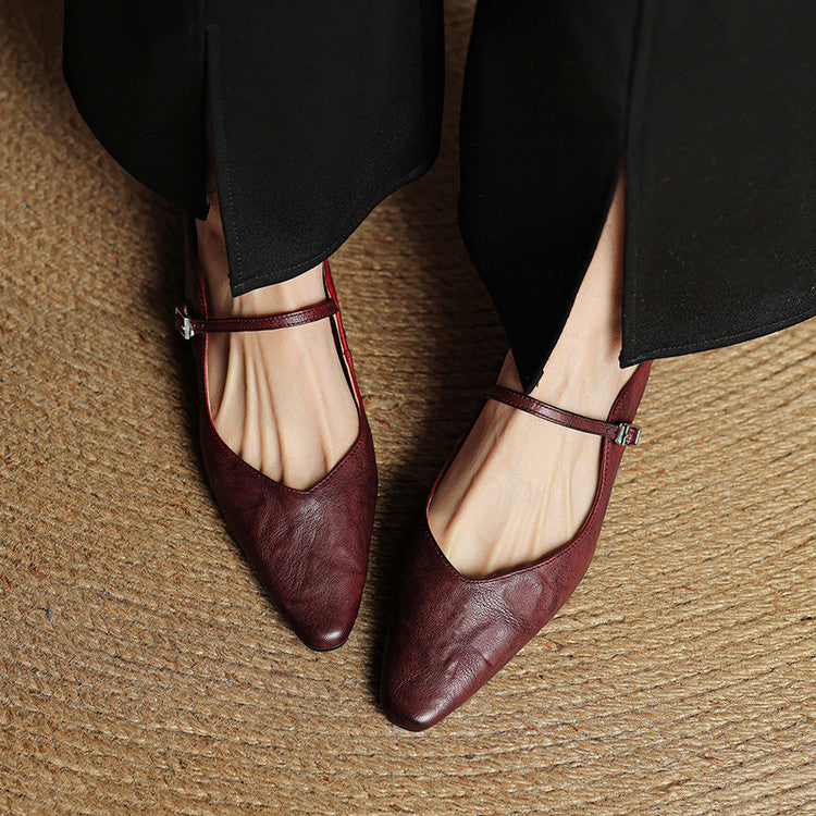 Damskie Mule z Szpiczastym Przodem i Paskiem z Klamrą-Footwear for women-Olave