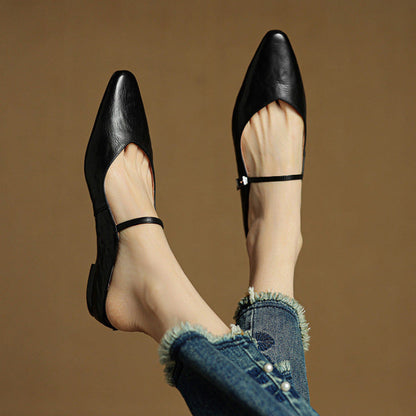 Damskie Mule z Szpiczastym Przodem i Paskiem z Klamrą-Footwear for women-Olave
