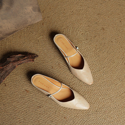 Damskie Mule z Szpiczastym Przodem i Paskiem z Klamrą-Footwear for women-Olave