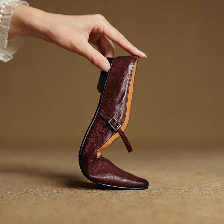 Damskie Mule z Szpiczastym Przodem i Paskiem z Klamrą-Footwear for women-Olave