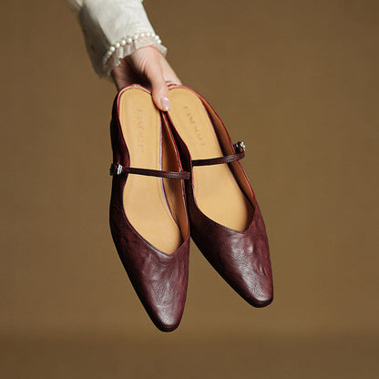 Damskie Mule z Szpiczastym Przodem i Paskiem z Klamrą-Footwear for women-Olave