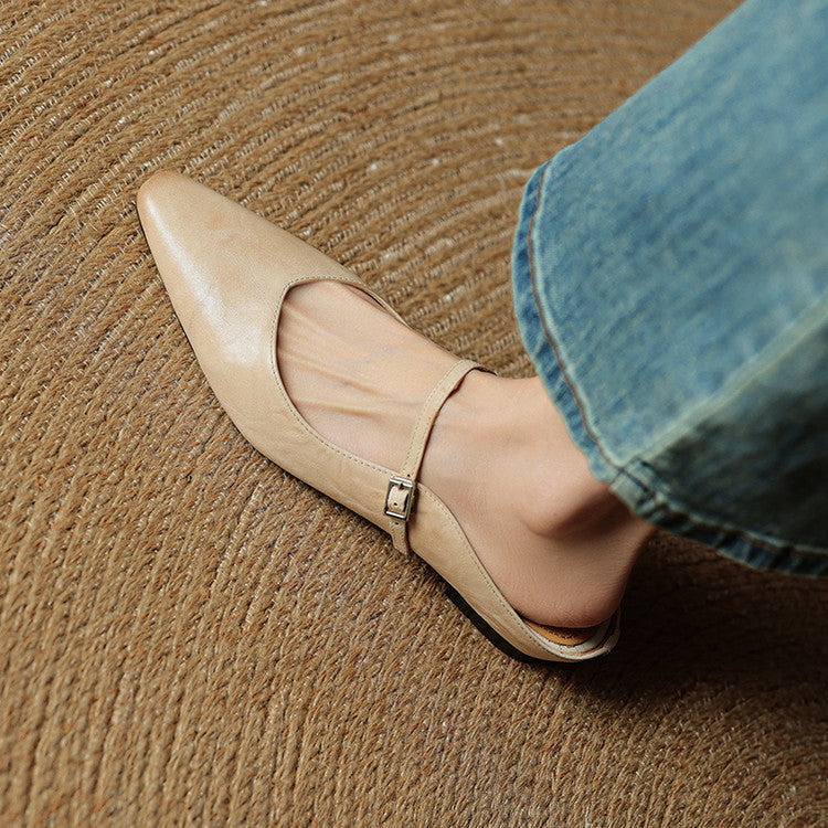 Damskie Mule z Szpiczastym Przodem i Paskiem z Klamrą-Footwear for women-Olave