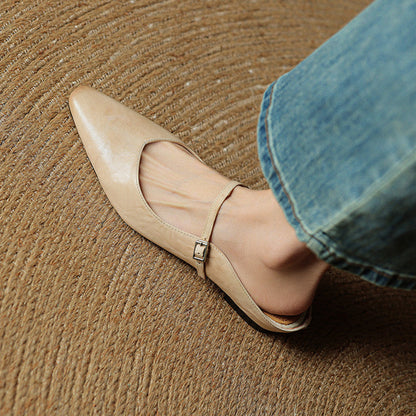 Damskie Mule z Szpiczastym Przodem i Paskiem z Klamrą-Footwear for women-Olave