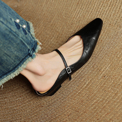 Damskie Mule z Szpiczastym Przodem i Paskiem z Klamrą-Footwear for women-Olave