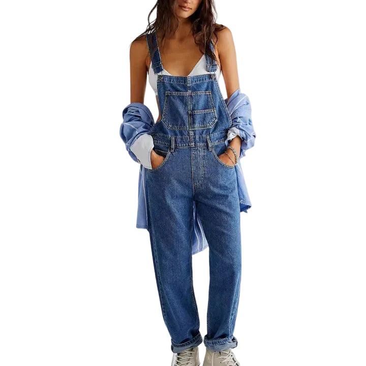 Damskie ogrodniczki jeansowe z regulowanymi ramiączkami-Jumpsuits for women-Olave