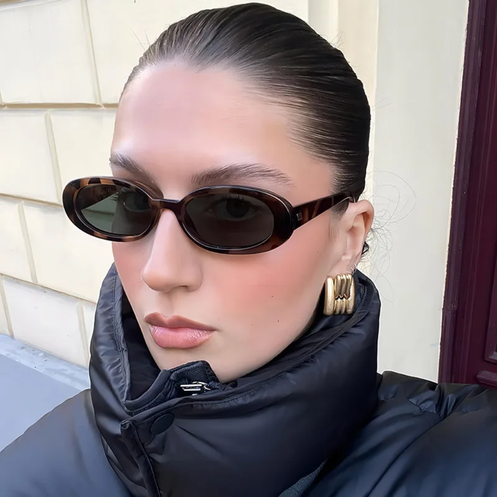 Damskie okulary przeciwsłoneczne z owalnymi oprawkami w panterkę-Glasses for women-Olave