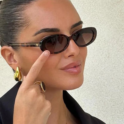Damskie okulary przeciwsłoneczne z owalnymi oprawkami w panterkę-Glasses for women-Olave