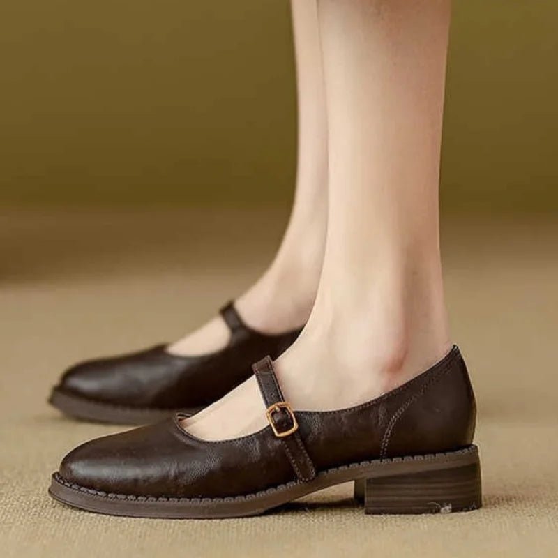 Damskie półbuty typu Mary Jane z paskiem z klamrą-Footwear for women-Olave