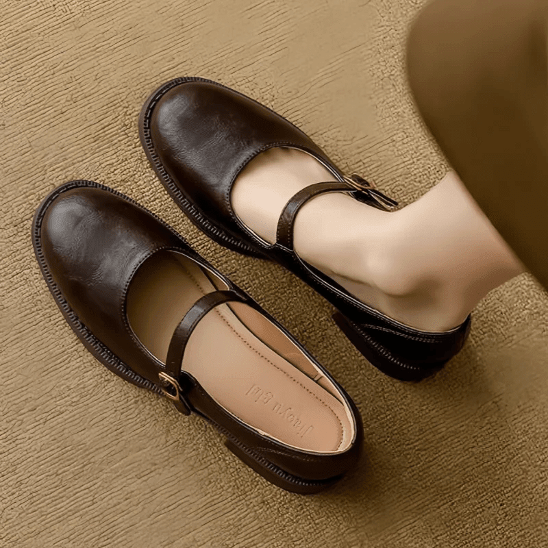 Damskie półbuty typu Mary Jane z paskiem z klamrą-Footwear for women-Olave