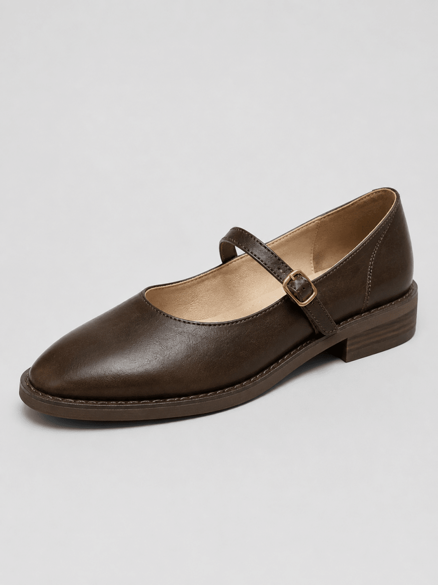 Damskie półbuty typu Mary Jane z paskiem z klamrą-Footwear for women-Olave