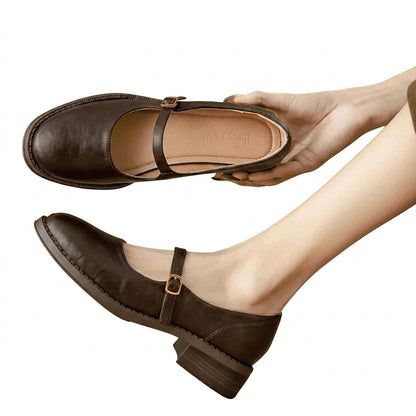 Damskie półbuty typu Mary Jane z paskiem z klamrą-Footwear for women-Olave