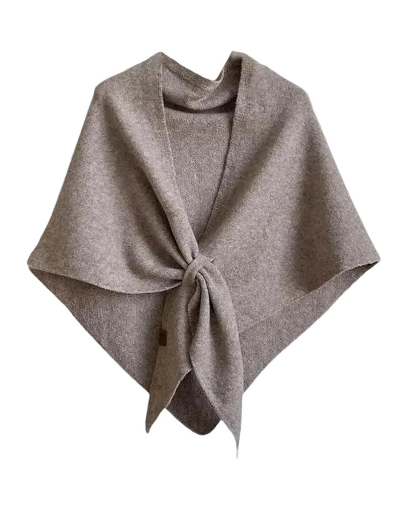 Damskie Poncho Kopertowe z Wiązaniem i Dekoltem w Serek-Accessories for Women-Olave