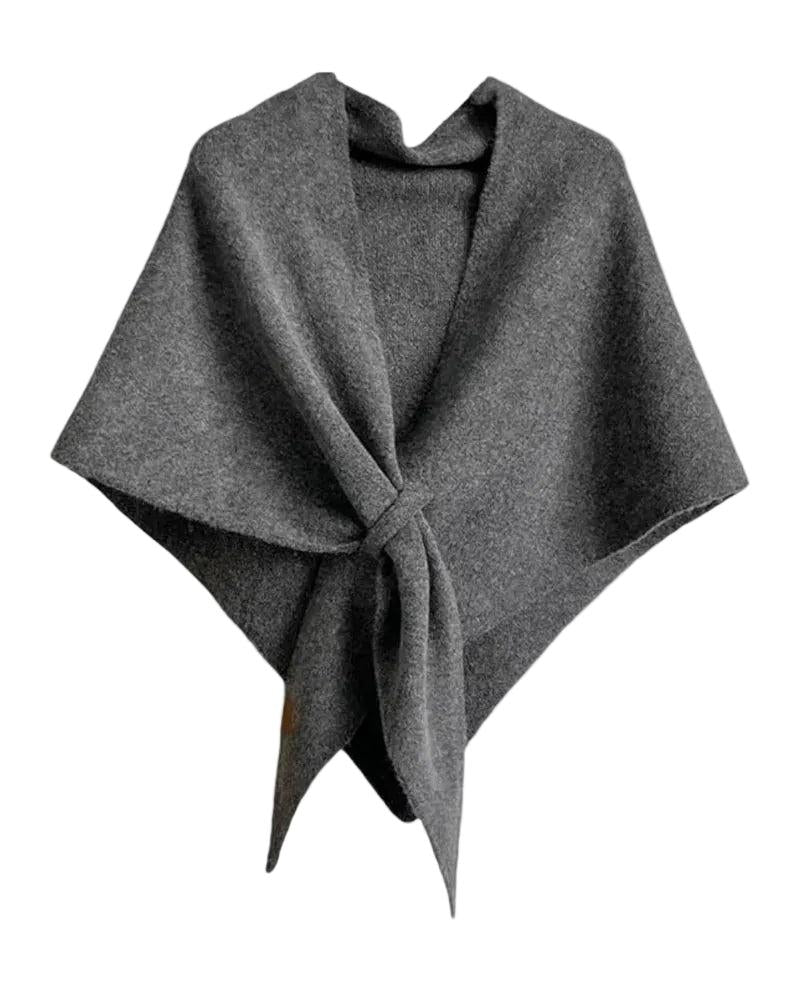 Damskie Poncho Kopertowe z Wiązaniem i Dekoltem w Serek-Accessories for Women-Olave