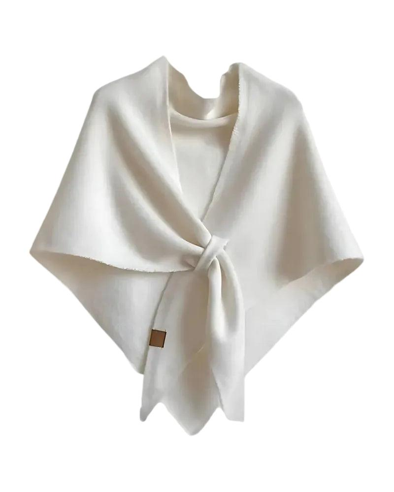 Damskie Poncho Kopertowe z Wiązaniem i Dekoltem w Serek-Accessories for Women-Olave