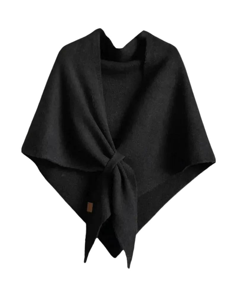 Damskie Poncho Kopertowe z Wiązaniem i Dekoltem w Serek-Accessories for Women-Olave