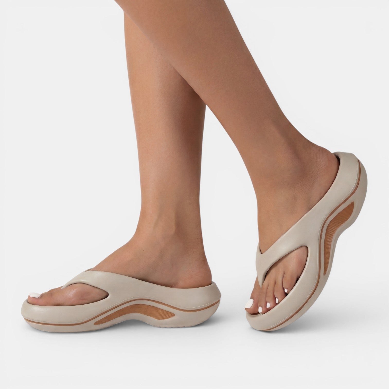 Damskie sandały japonki na platformie-Footwear for women-Olave