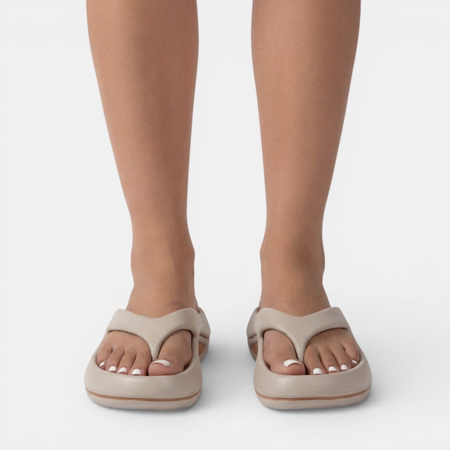 Damskie sandały japonki na platformie-Footwear for women-Olave