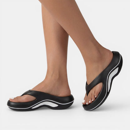 Damskie sandały japonki na platformie-Footwear for women-Olave