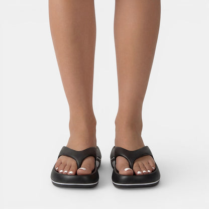 Damskie sandały japonki na platformie-Footwear for women-Olave