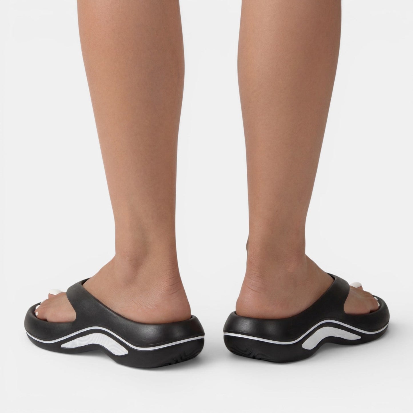 Damskie sandały japonki na platformie-Footwear for women-Olave