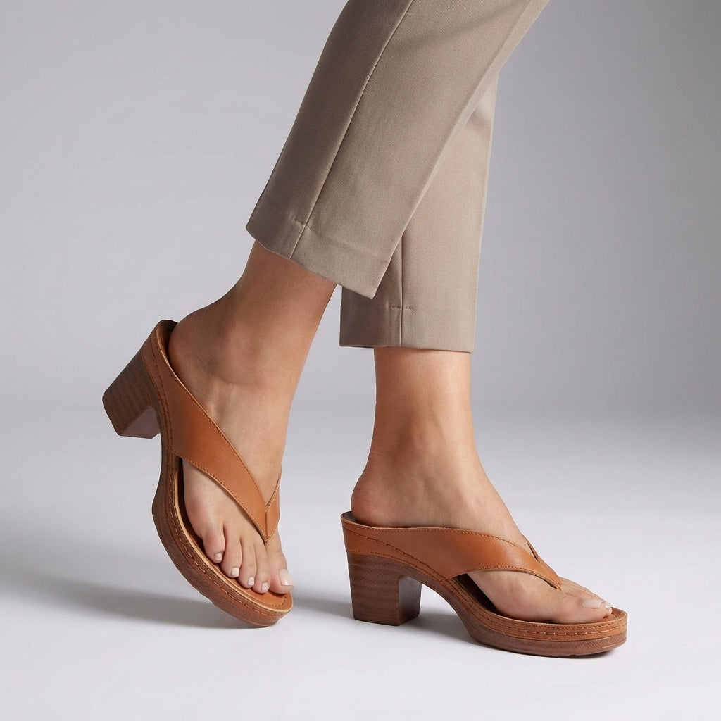 Damskie sandały japonki na słupku i platformie-Footwear for women-Olave