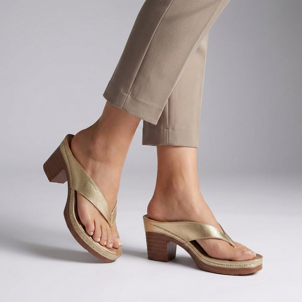 Damskie sandały japonki na słupku i platformie-Footwear for women-Olave