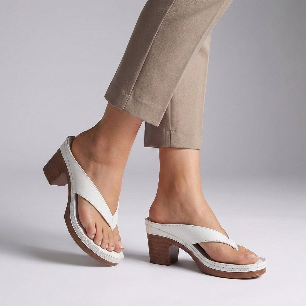 Damskie sandały japonki na słupku i platformie-Footwear for women-Olave