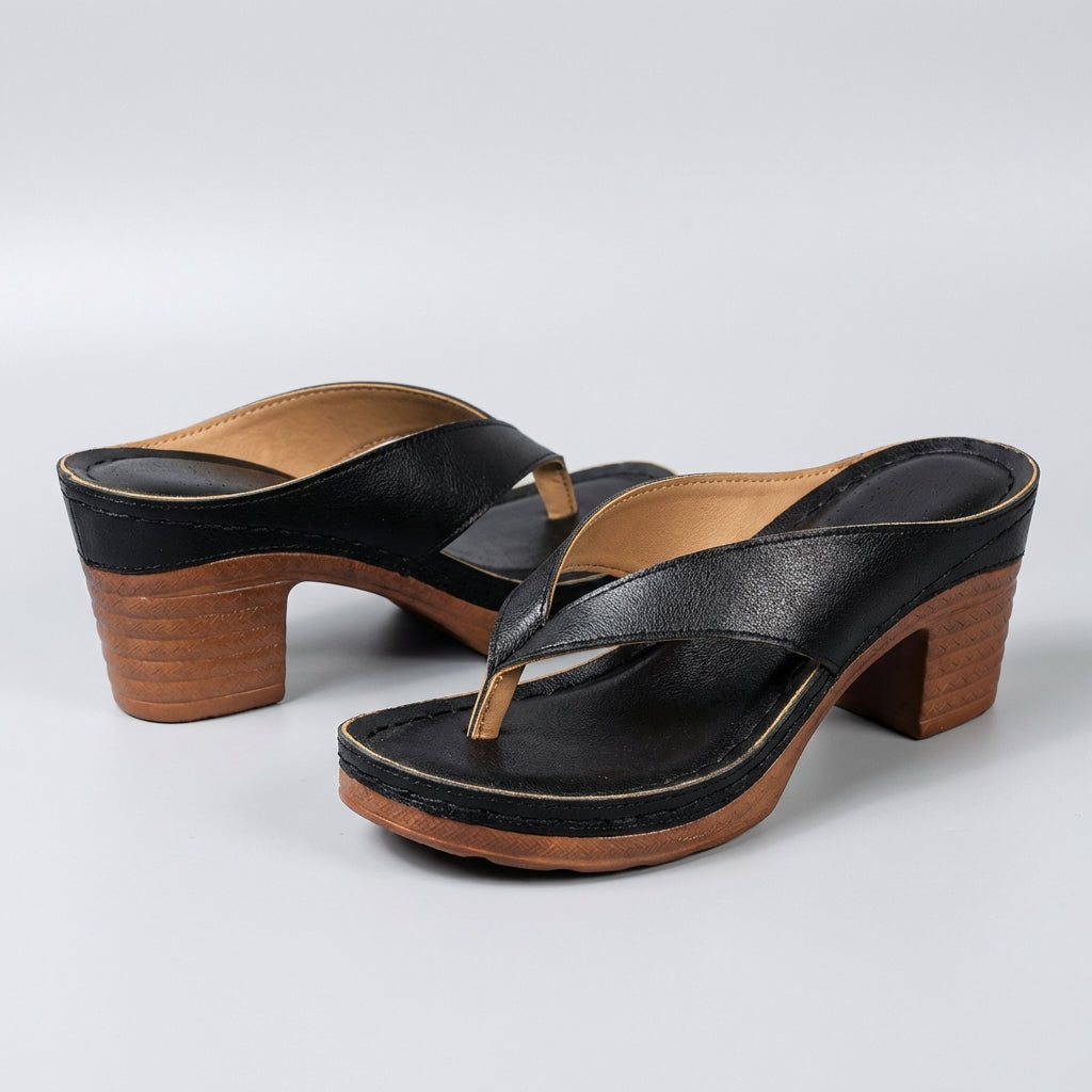 Damskie sandały japonki na słupku i platformie-Footwear for women-Olave