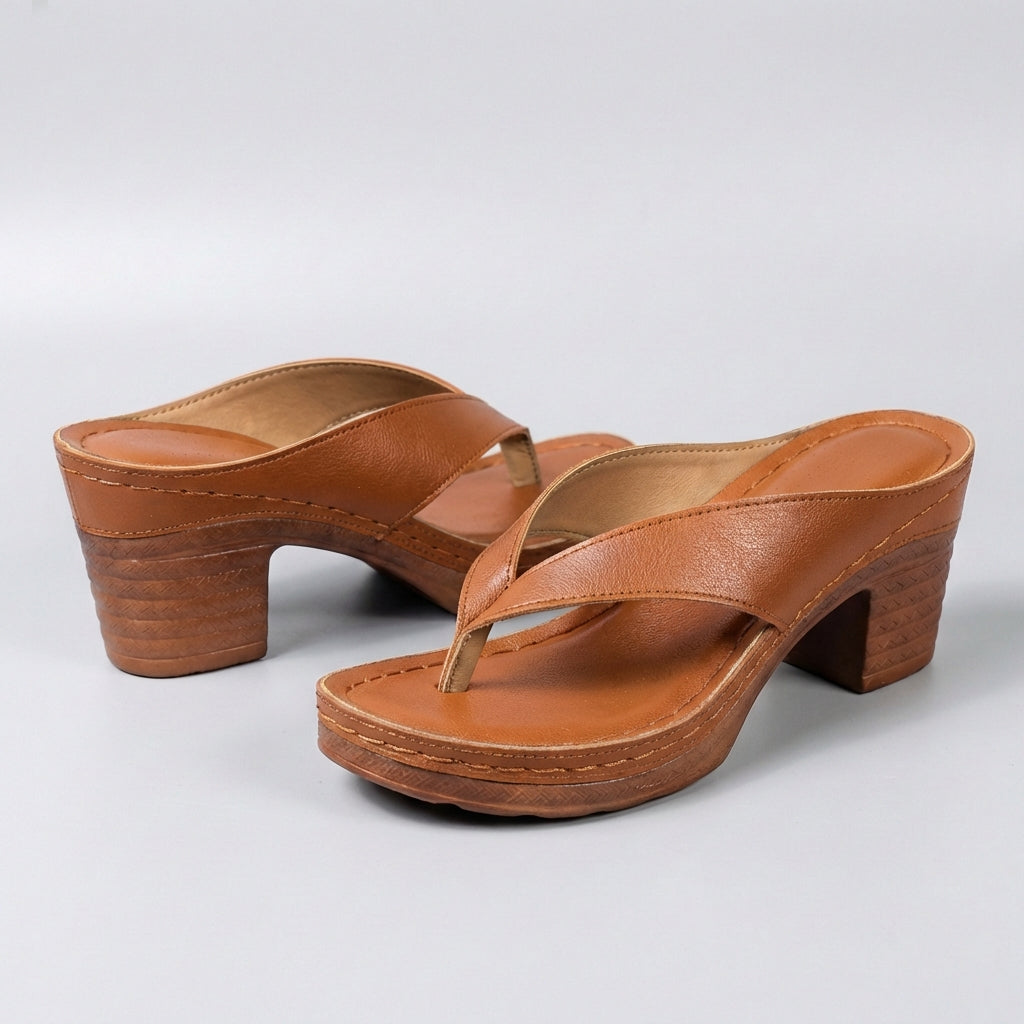 Damskie sandały japonki na słupku i platformie-Footwear for women-Olave