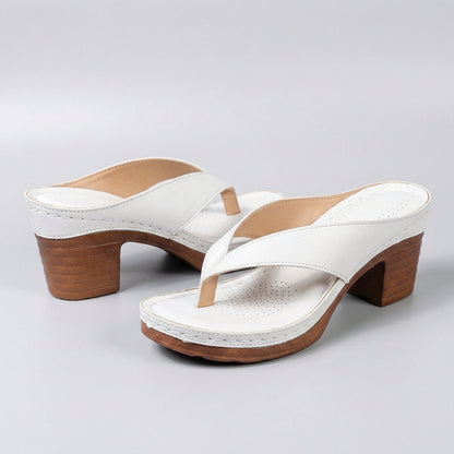 Damskie sandały japonki na słupku i platformie-Footwear for women-Olave