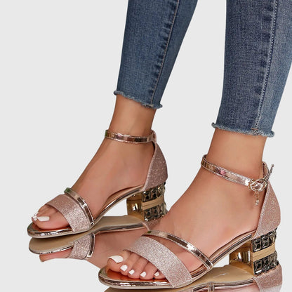 Damskie Sandały na Koturnie z Otwartym Przodem i Paskiem wokół Kostki-Footwear for women-Olave