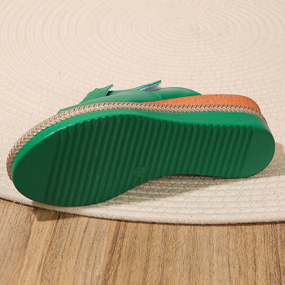 Damskie sandały na koturnie z zapięciem na rzep-Footwear for women-Olave