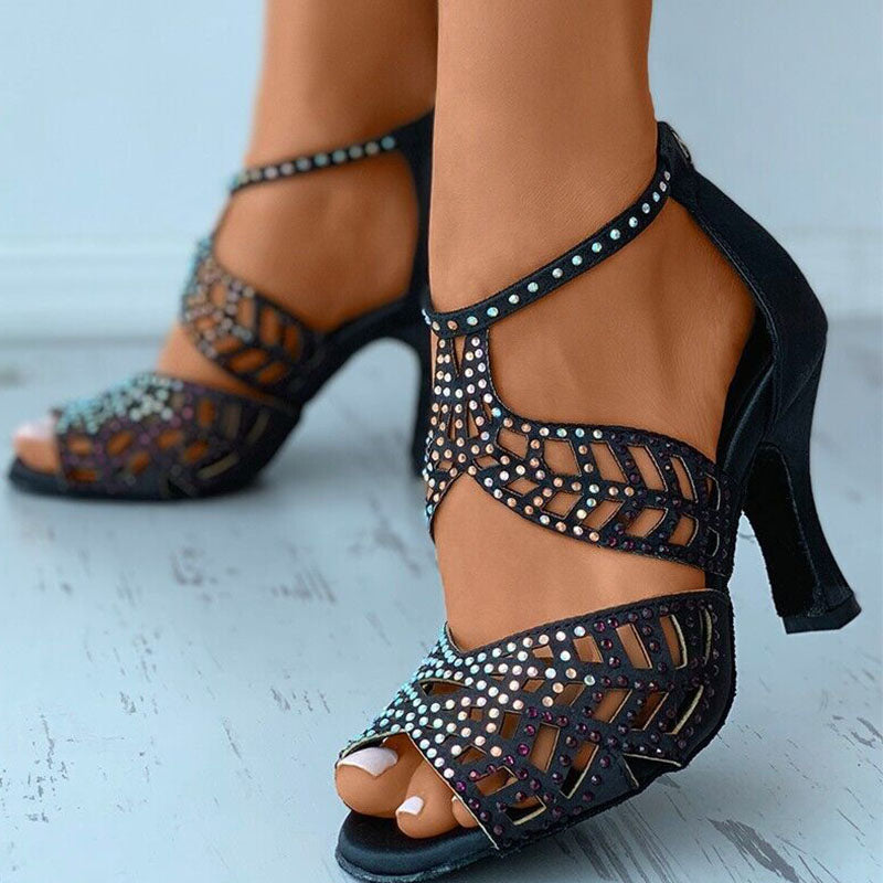 Damskie sandały na obcasie z wycięciami i odkrytym noskiem-Footwear for women-Olave