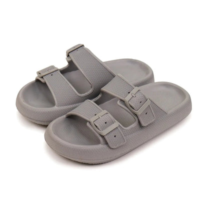 Damskie sandały typu klapki z dwoma paskami i klamrami-Footwear for women-Olave